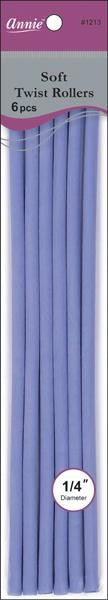 ANNIE SOFT TWIST ROLLERS 10" LONG 6PC LAVENDER (6PC)