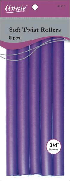 ANNIE SOFT TWIST ROLLERS 10" LONG 5PC PURPLE