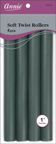 ANNIE SOFT TWIST ROLLERS 10" LONG 4PC DARK GREEN