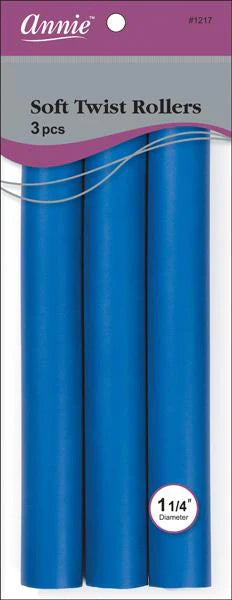 ANNIE SOFT TWIST ROLLERS 10" LONG 3PC BLUE