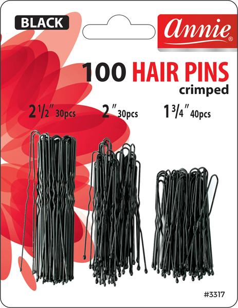 ANNIE 100PC HAIR PINS 2 1/2" AND 2" & 1 3/4" BLACK