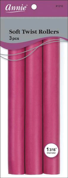 ANNIE SOFT TWIST ROLLERS 10" LONG 3PC PLUM