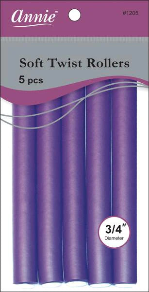 ANNIE SOFT TWIST ROLLERS 7" LONG 5PC PURPLE