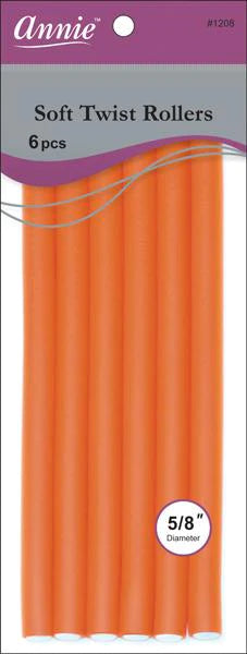 ANNIE SOFT TWIST ROLLERS 10" 6PC ORANGE