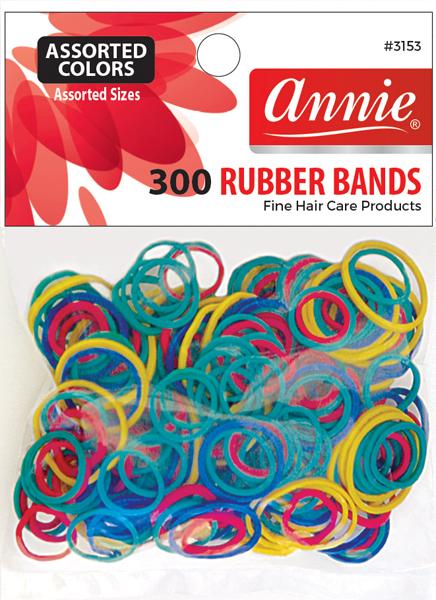 ANNIE 300 ÉLASTIQUES EN CAOUTCHOUC ASSORTIMENT DE COULEURS ET DE TAILLE 