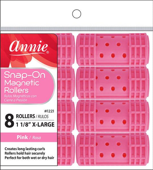 ANNIE X-LARGE ROULEAU MAGNÉTIQUE À SNAP-ON 8PC ROSE 