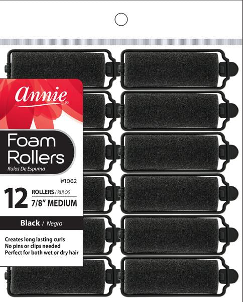 ROULEAU MOUSSE MOYEN ANNIE 12PC NOIR 