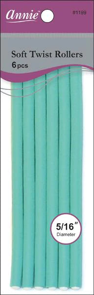 ANNIE SOFT TWIST ROLLERS 7" LONG 6PC GREEN