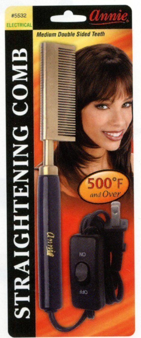 ANNIE HOT & HOTTER ELECTRICAL STRAIGHTENING COMB MEDIUM DOUBLE SIDED TEETH